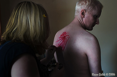 Katie Machaiek with Dennis Hurley on the Set of The Albino Code