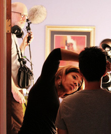 John Gage, Kandace C. Cummings, and Albert M. Chan on the set of The Commitment